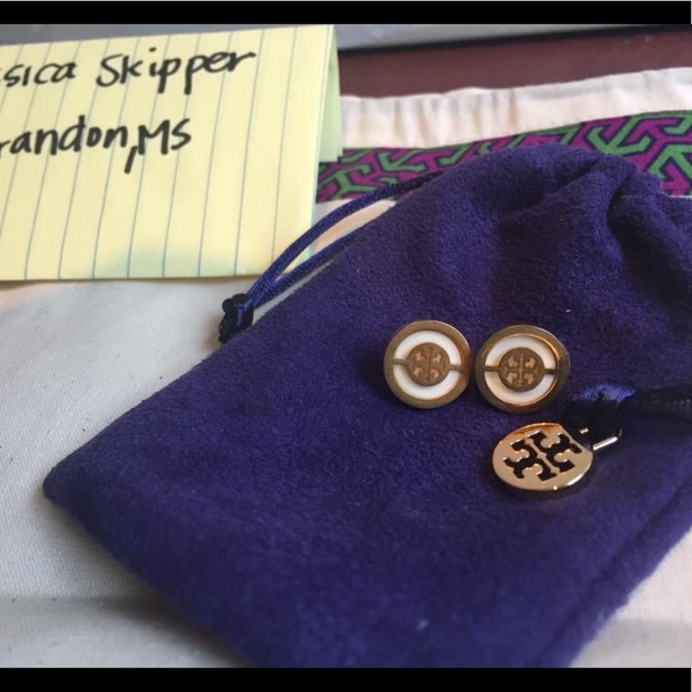 Tory Burch Earrings White and Gold
